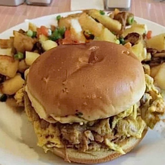 Chicken Sausage Brioche Sandwich.