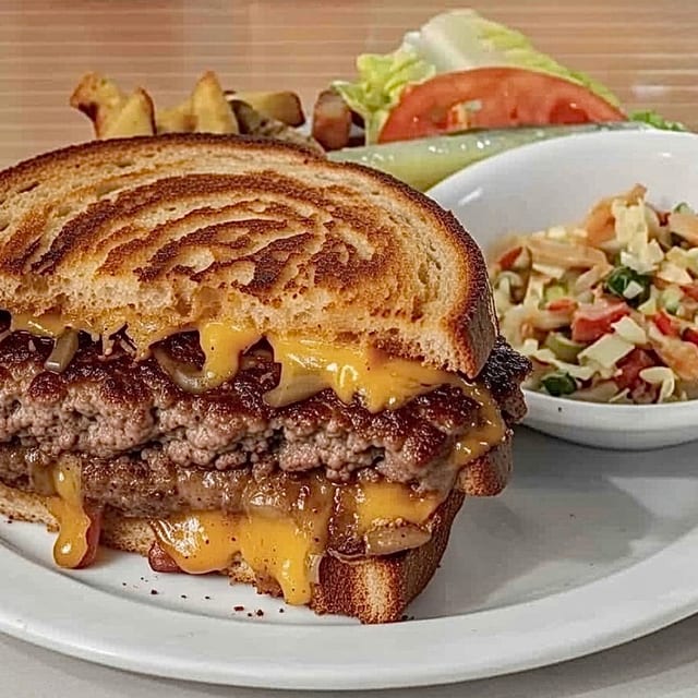 Patty Melt on Grilled Marble Rye.