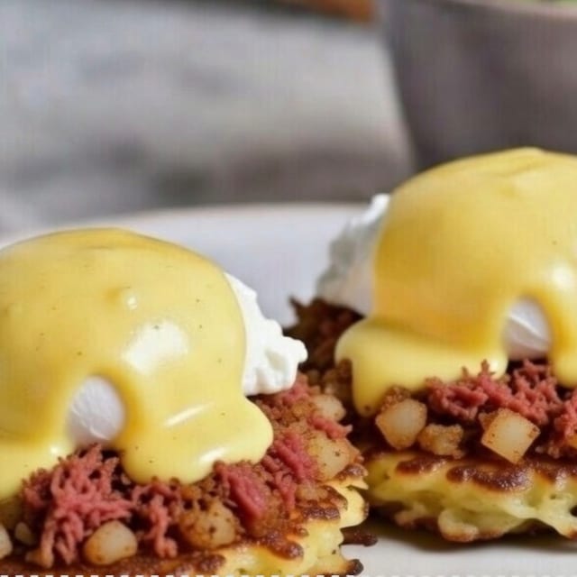 Potato Bennies with Cornex Beef Hash.