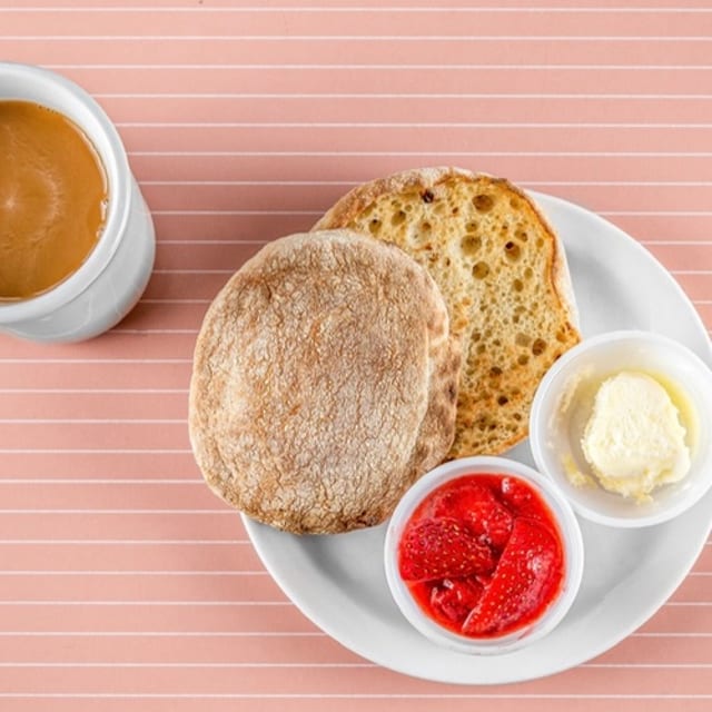 English Muffin & Strawberry Jam.
