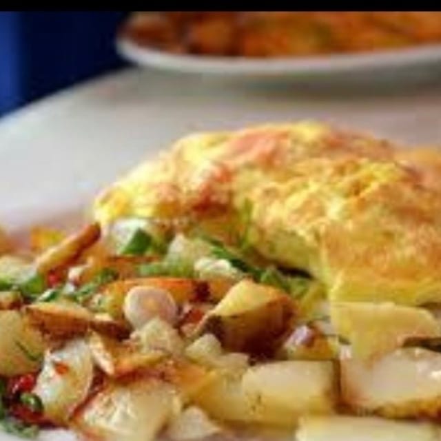 Southside Omelette, corned beef hash & swiss cheese.