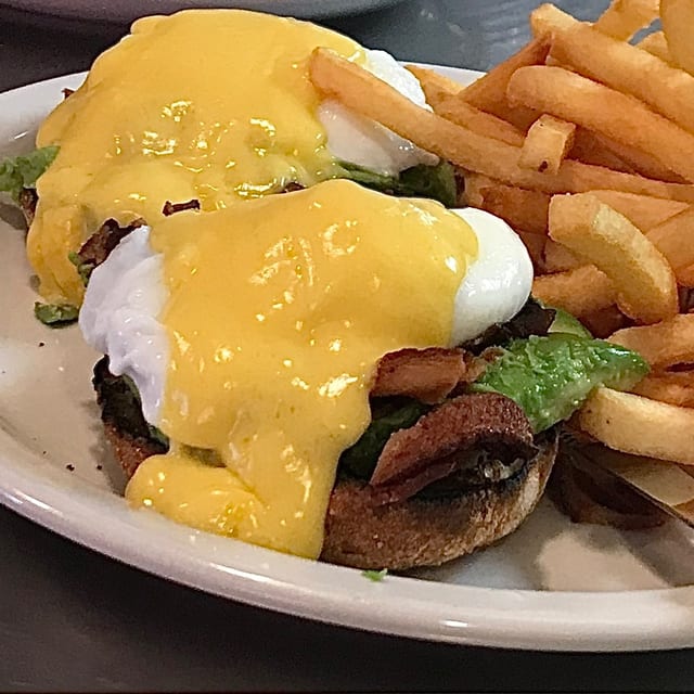 California Benedict with Bacon & Avocado.